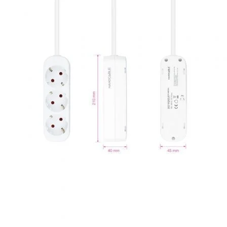 Nanocable Regleta de 3 Tomas, 1.4 m, Blanca